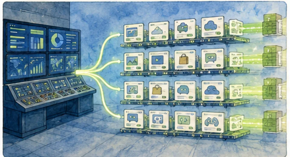 Digital control room sends many technology products through a scalable distribution system